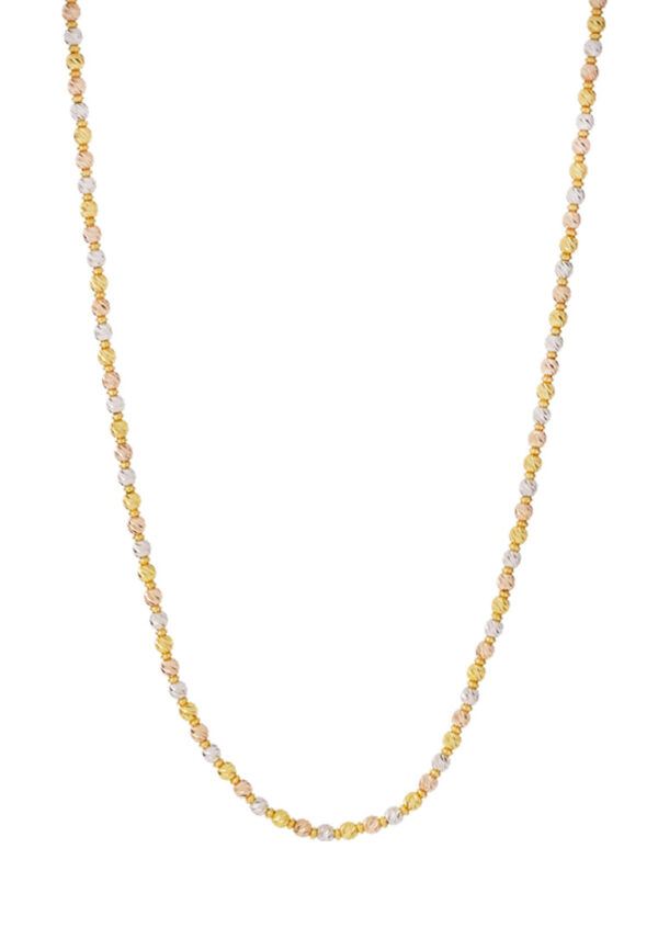 TOMEI Lusso Italia, Tri-Tone Ball Necklace, Yellow Gold 916
