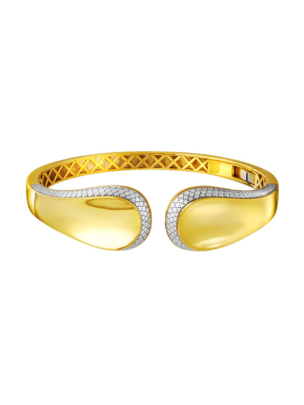 TOMEI Diamond Cut Collection Open (Matte) Bangle, Yellow Gold 916