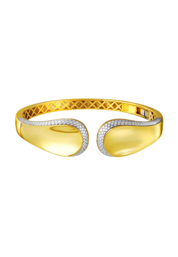 TOMEI Diamond Cut Collection Open (Matte) Bangle, Yellow Gold 916