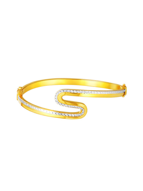 TOMEI Dual-Tone S-Shape Bangle, Yellow Gold 916