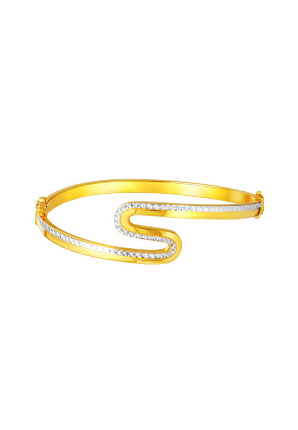 TOMEI Dual-Tone S-Shape Bangle, Yellow Gold 916
