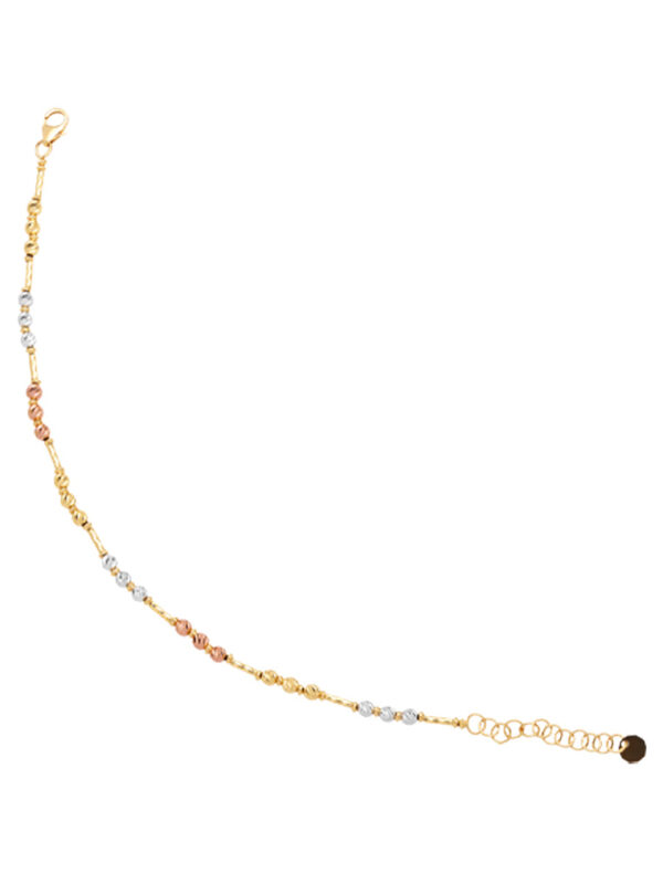 TOMEI Lusso Italia Tri-Tone Beads and Bar Bracelet, Yellow Gold 916