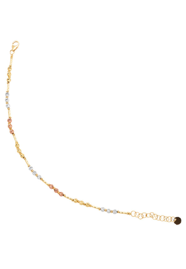 TOMEI Lusso Italia Tri-Tone Beads and Bar Bracelet, Yellow Gold 916