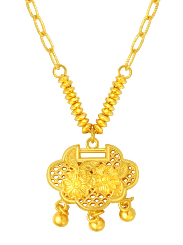TOMEI Flower Lock Necklace, Yellow Gold 999