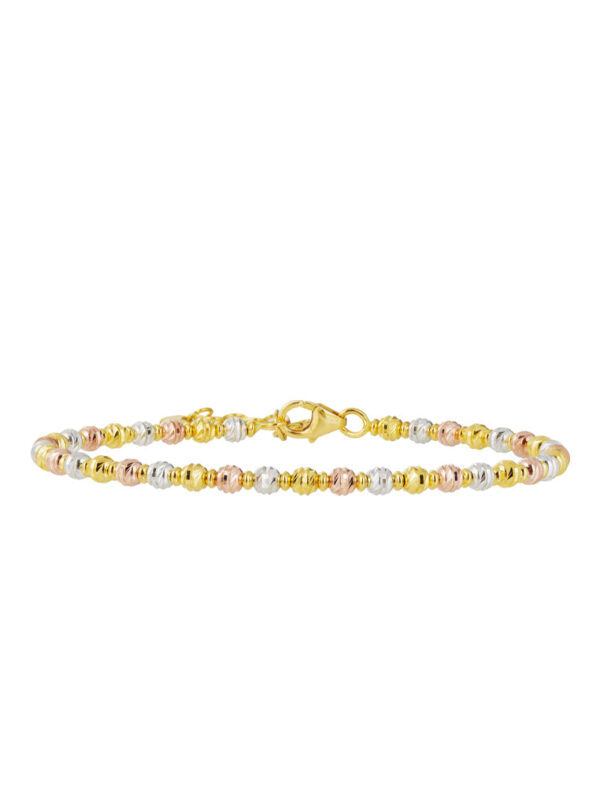 TOMEI Lusso Italia Tri-Tone Beads Bangle, Yellow Gold 916