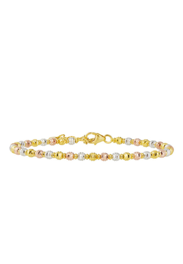 TOMEI Lusso Italia Tri-Tone Beads Bangle, Yellow Gold 916
