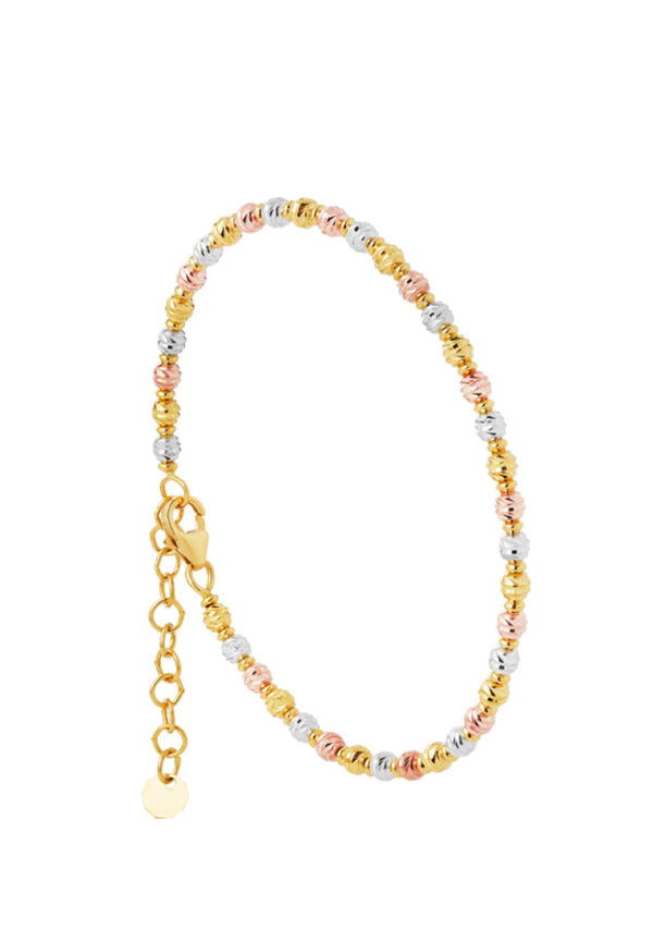 TOMEI Lusso Italia Tri-Tone Beads Bangle, Yellow Gold 916