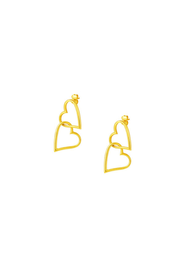 TOMEI Lusso Italia Duo-Heart Earrings, Yellow Gold 916