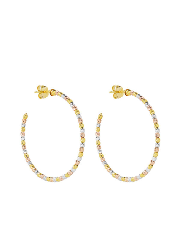 TOMEI Lusso Italia Tri-Tone Beads Hoop Earrings, Yellow Gold 916
