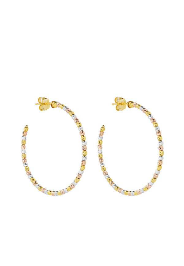 TOMEI Lusso Italia Tri-Tone Beads Hoop Earrings, Yellow Gold 916