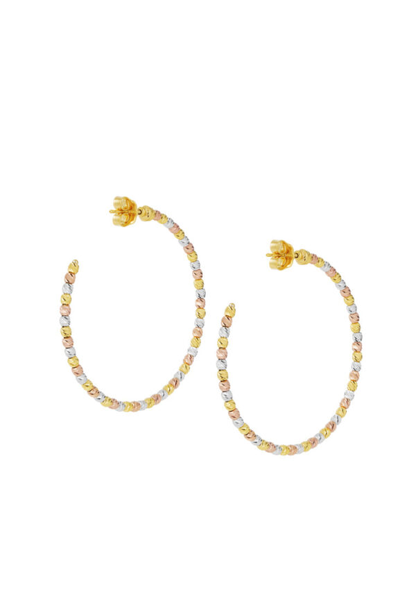 TOMEI Lusso Italia Tri-Tone Beads Hoop Earrings, Yellow Gold 916