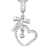 TOMEI Love Charm/Pendant with Ribbon Bow | White Gold 585 (14K) (P5619)