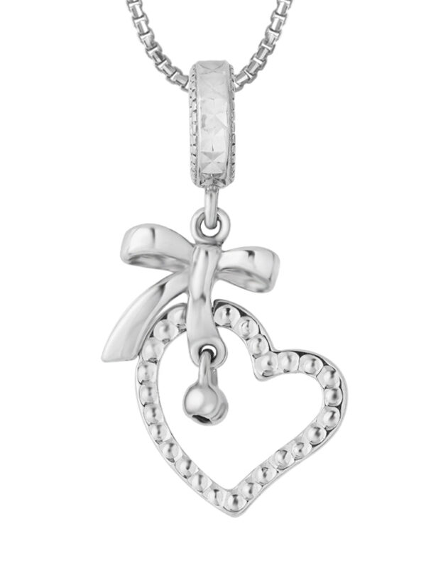 TOMEI Love Charm/Pendant with Ribbon Bow | White Gold 585 (14K) (P5619)