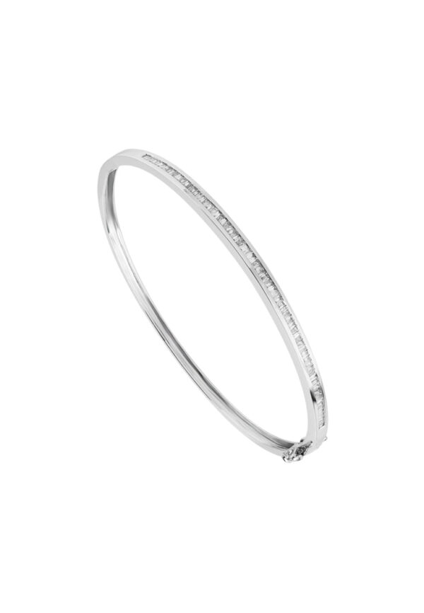 TOMEI Eternity Tapered Diamond Bangle, White Gold 750