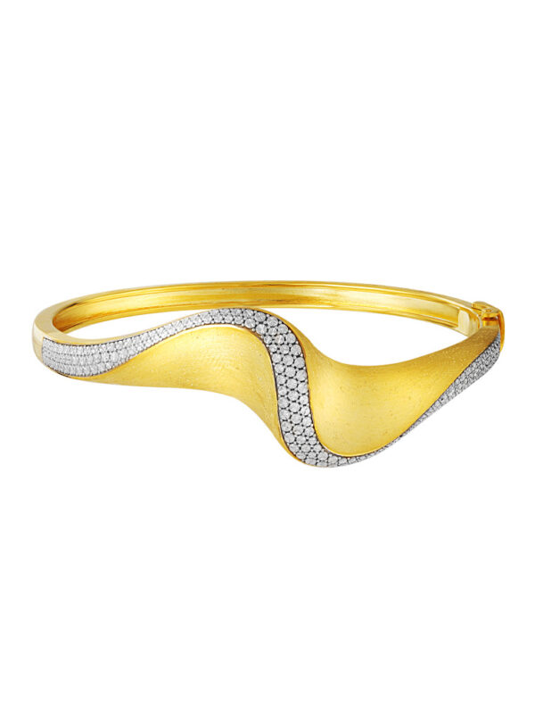TOMEI Diamond Cut Collection Curvy Bangle, Yellow Gold 916