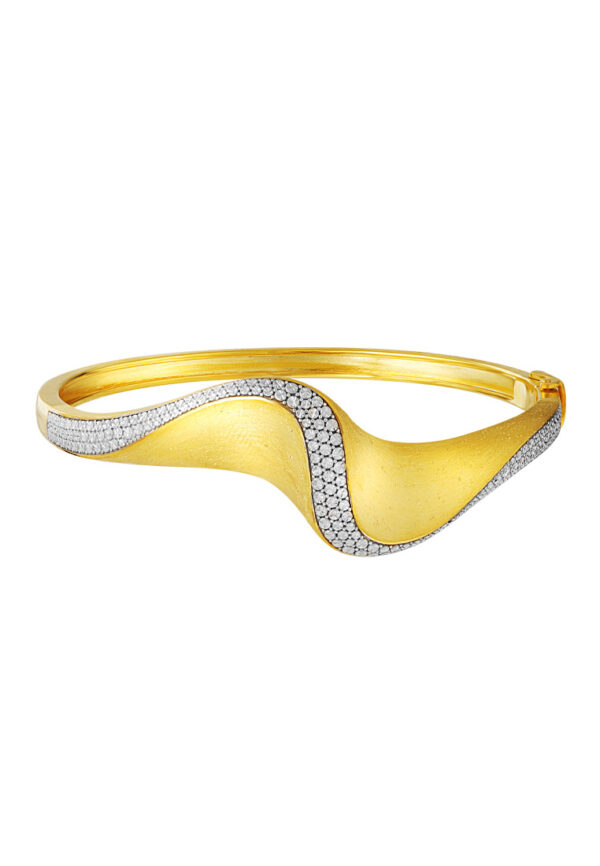TOMEI Diamond Cut Collection Curvy Bangle, Yellow Gold 916