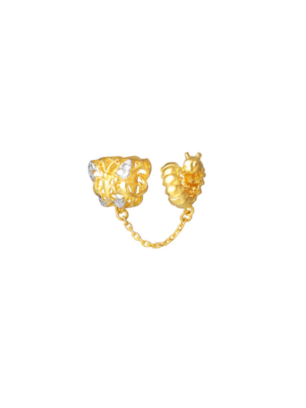 TOMEI Butterfly & Caterpillar Charm, Yellow Gold 916
