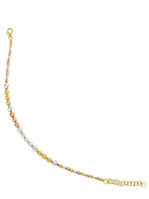 TOMEI Lusso Italia Tri-Tone Beads Bracelet, Yellow Gold 916
