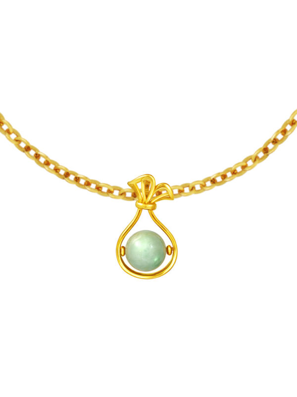 TOMEI Money Bag Jade Pendant, Yellow Gold 916