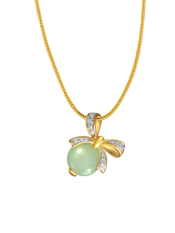 TOMEI Diamond Cut Collection, The Ribbon Jade Pendant, Yellow Gold 916