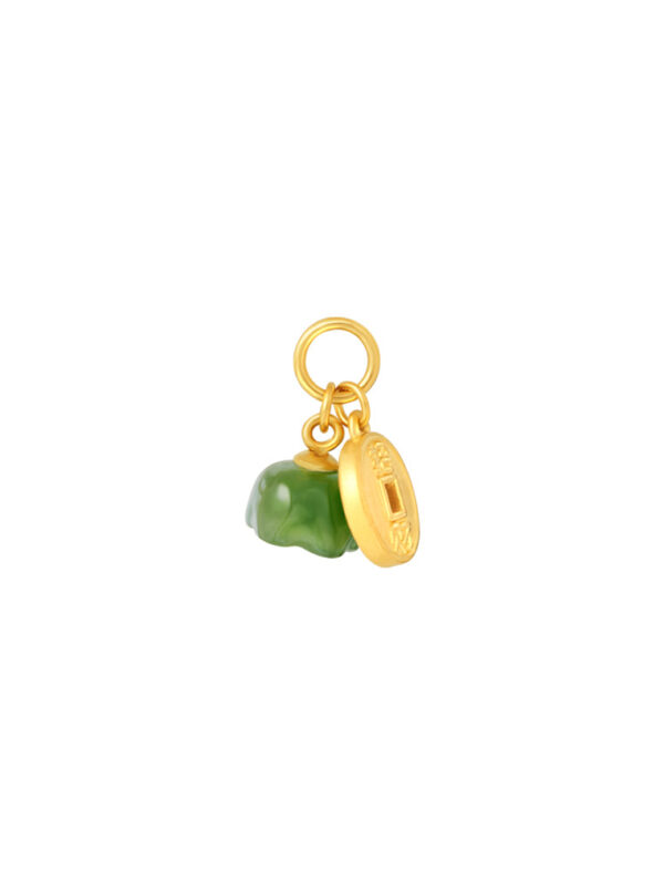 TOMEI Nephrite Vintage Coin Charm, Yellow Gold 999
