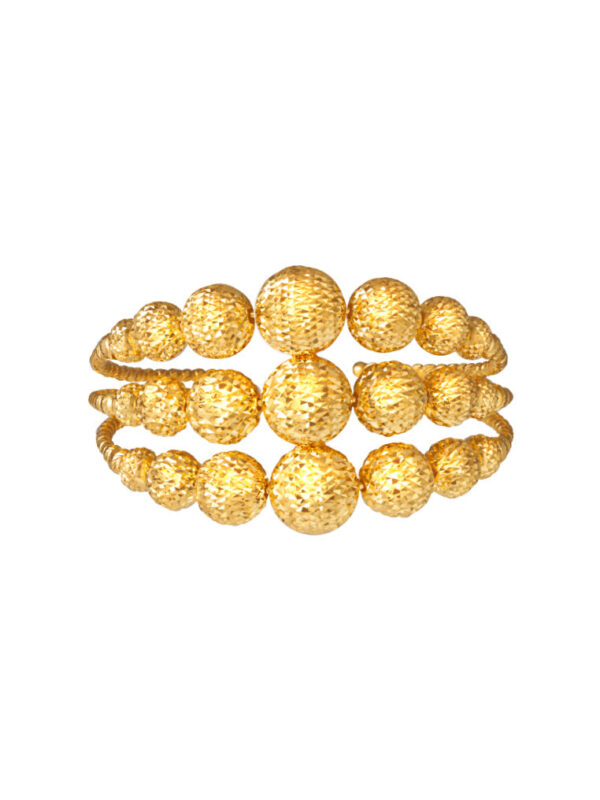 TOMEI Layered Laser Ball Bangle, Yellow Gold 916