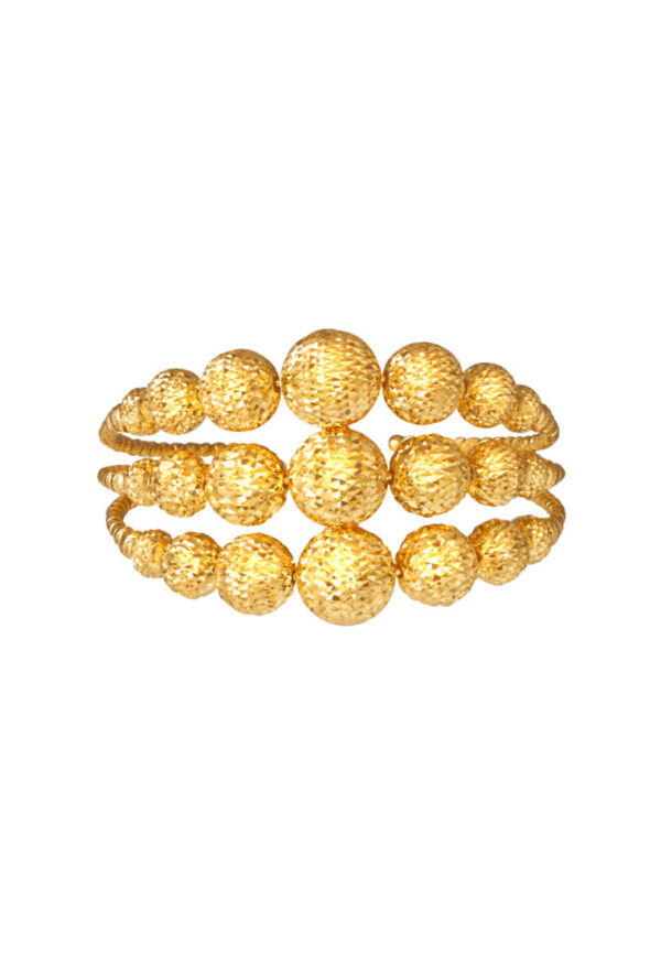TOMEI Layered Laser Ball Bangle, Yellow Gold 916