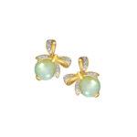 TOMEI Diamond Cut Collection, The Ribbon Jade Earrings, Yellow Gold 916
