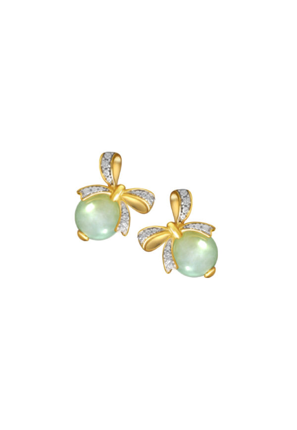 TOMEI Diamond Cut Collection, The Ribbon Jade Earrings, Yellow Gold 916