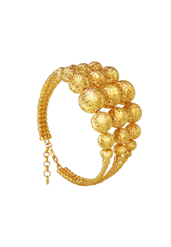 TOMEI Layered Laser Ball Bangle, Yellow Gold 916