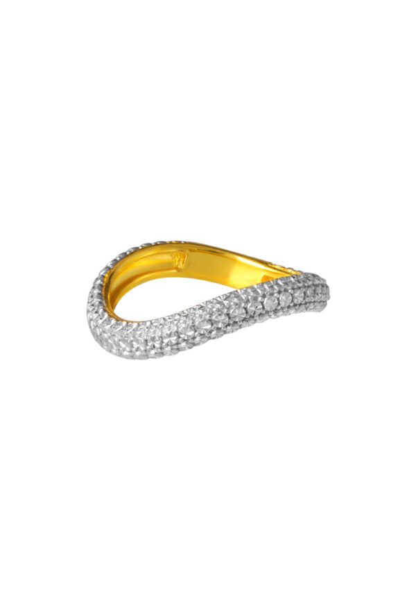 TOMEI Diamond Cut Collection 2-in-1 Curved Ring, Yellow Gold 916