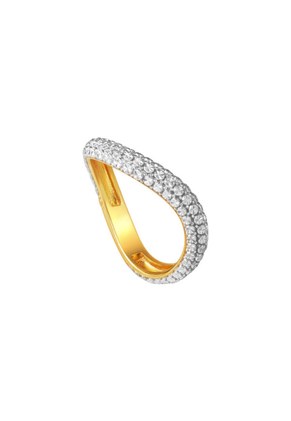 TOMEI Diamond Cut Collection 2-in-1 Curved Ring, Yellow Gold 916