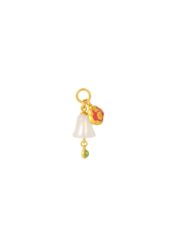TOMEI Nephrite Bell Charm, Yellow Gold 999