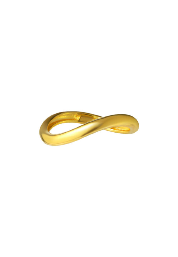 TOMEI Diamond Cut Collection 2-in-1 Curved Ring, Yellow Gold 916