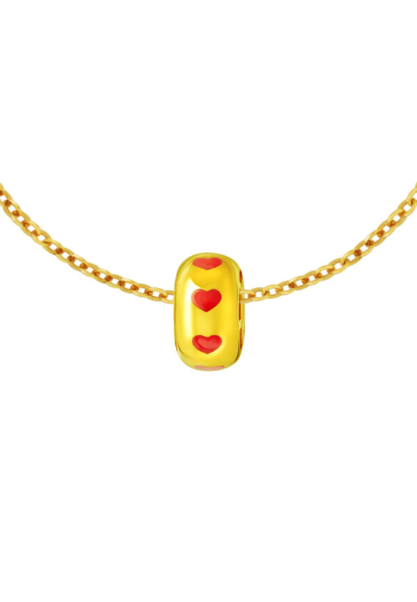 TOMEI Lusso Italia Red Heart Wheel Pendant, Yellow Gold 916