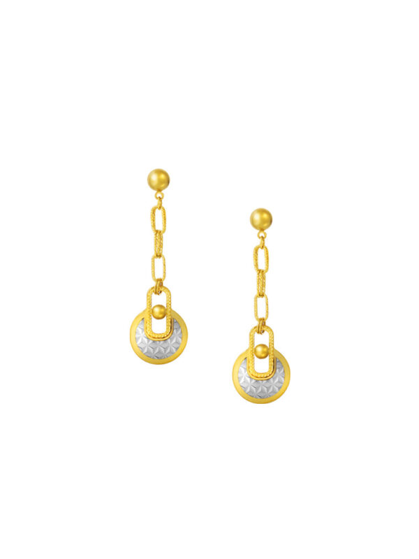 TOMEI Lusso Italia Dual-Tone Lock Pad Earrings, Yellow Gold 916