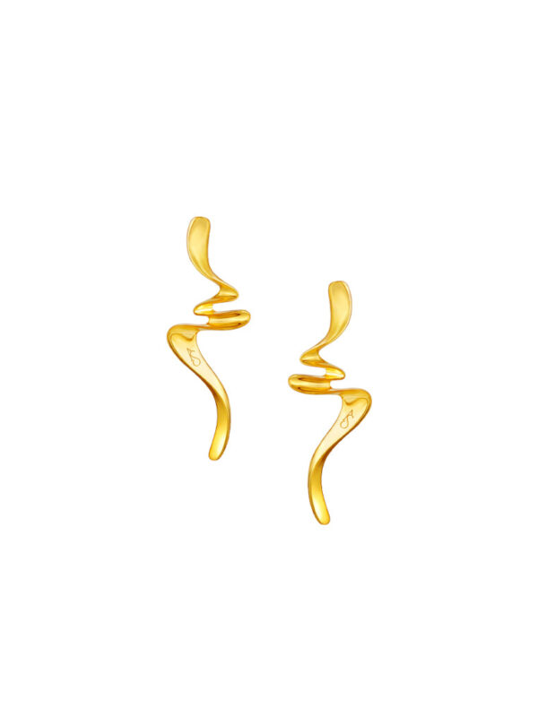 TOMEI Anastasia Wave-Like Earrings, Yellow Gold 916