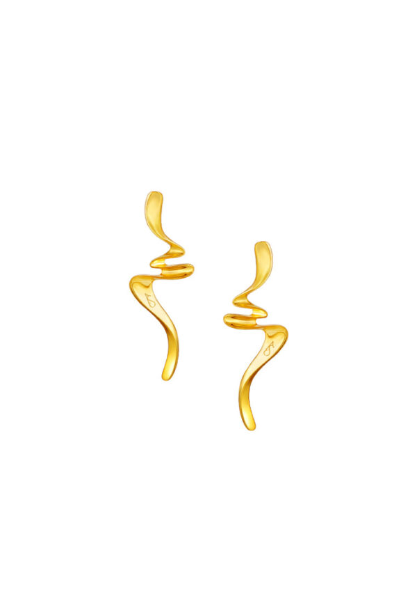 TOMEI Anastasia Wave-Like Earrings, Yellow Gold 916
