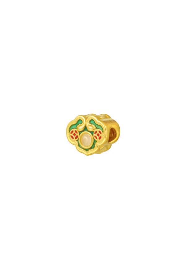 TOMEI Nephrite With Enamel Charm, Yellow Gold 999