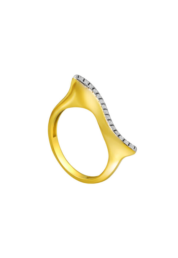 TOMEI Diamond Cut Collection Wavy Ring, Yellow Gold 916