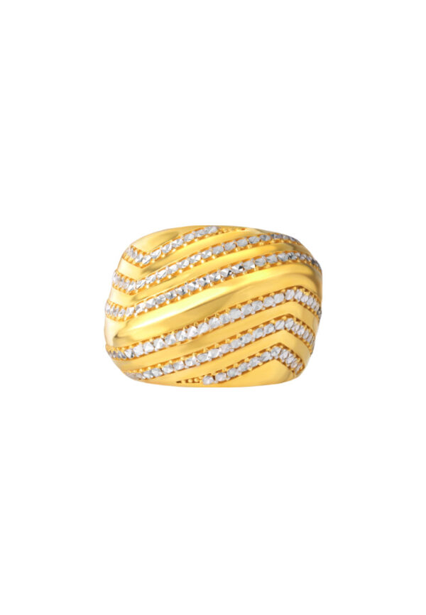 TOMEI Lusso Italia Dual-Tone Wave Inspired Ring, Yellow Gold 916