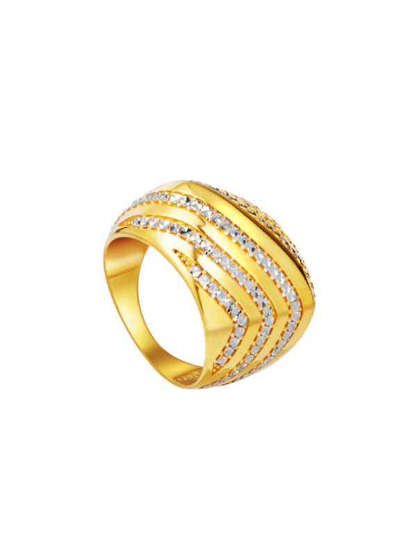 TOMEI Lusso Italia Dual-Tone Wave Inspired Ring, Yellow Gold 916