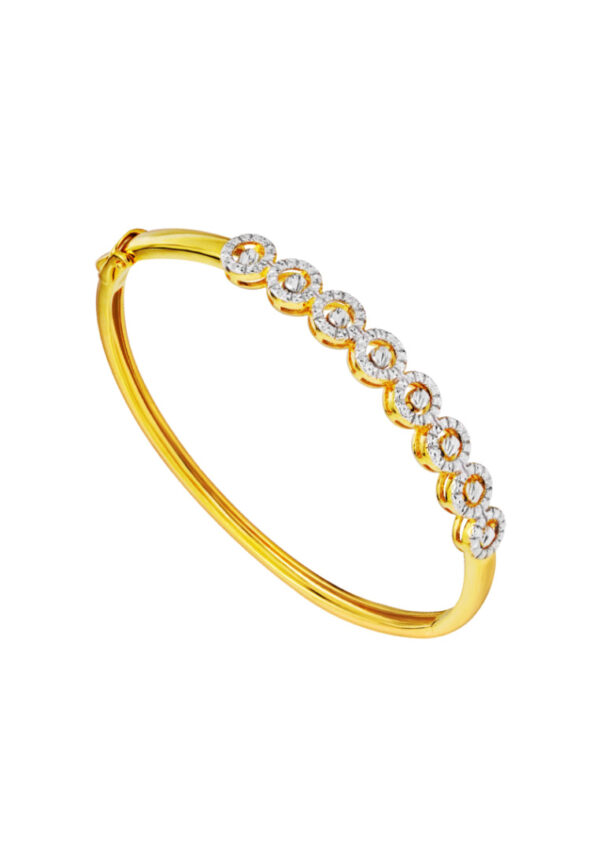 TOMEI Diamond Cut Collection Bangle With Bead, Yellow Gold 916