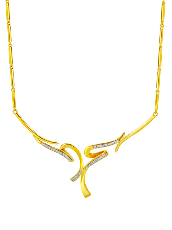 TOMEI Diamond Cut Collection U-shaped Art Necklace, Yellow Gold 916
