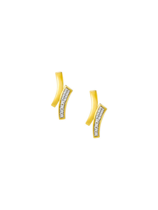 TOMEI Diamond Cut Collection Curved Line Earrings, Yellow Gold 916