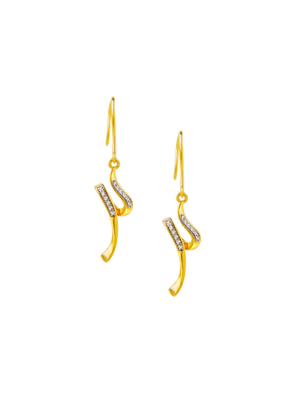 TOMEI Diamond Cut Collection U-shaped Art Earrings, Yellow Gold 916