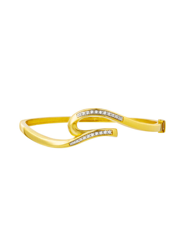 TOMEI Diamond Cut Collection U-shaped Art Bangle, Yellow Gold 916