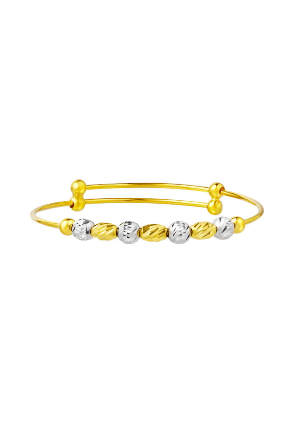TOMEI Dual-Tone Bead Bangle For Kid, Yellow Gold 916