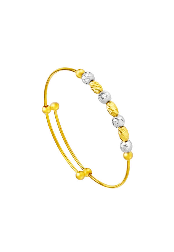 TOMEI Dual-Tone Bead Bangle For Kid, Yellow Gold 916