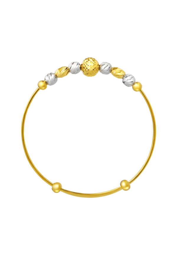 TOMEI Dual-Tone Bead Bangle For Kid, Yellow Gold 916